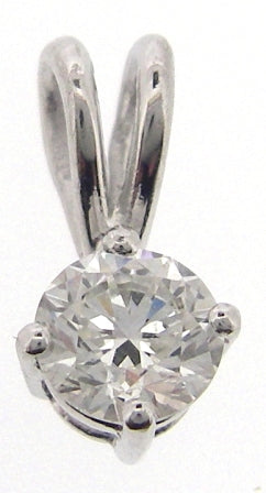 18ct White Gold Round Brillant Solitaire Pendant with Chain