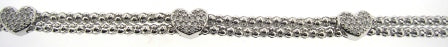 Silver Popcorn Necklet with Cubic Zirconia Set Heart Feature - 43cm