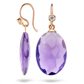 Blush 14ct Rose Gold CZ Purple Stone Earrings