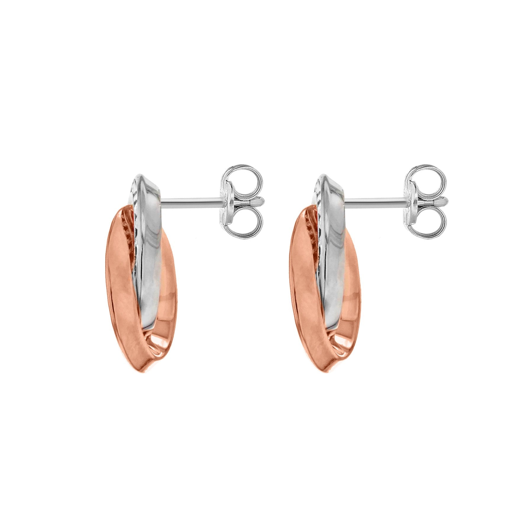 9ct White and Rose Gold CZ Stud Earrings