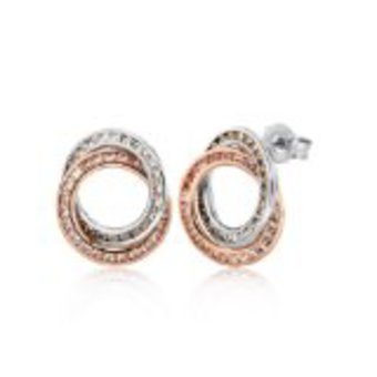 9ct White and Rose Gold CZ Stud Earrings