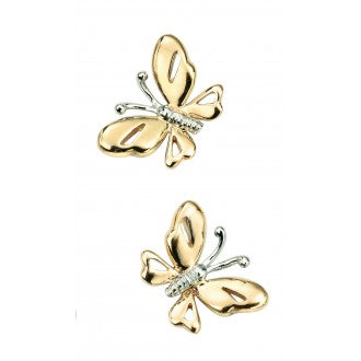 Two-Tone Gold Butterfly Stud Earrings