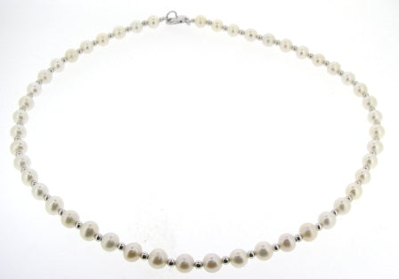 Eternal Love Silver and Fresh Water Pearl Necklace