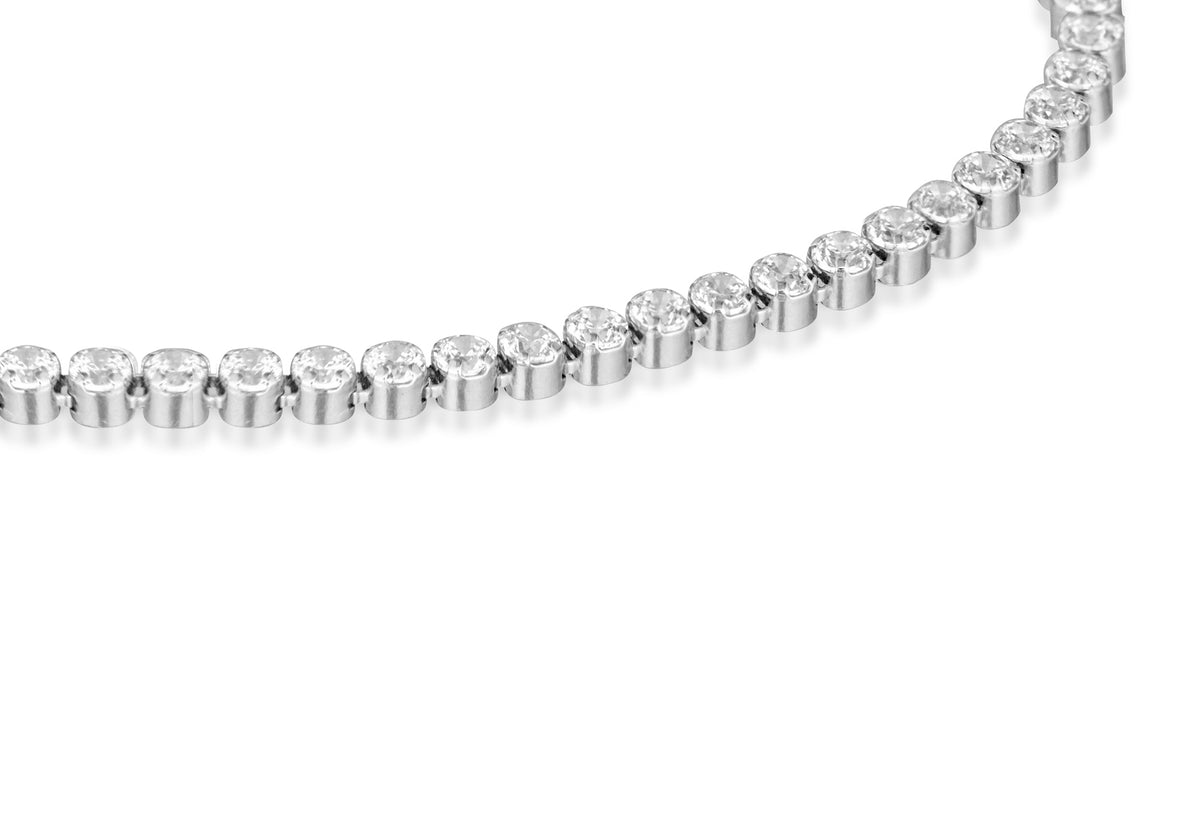 Sterling Silver 1 Row Round Cubic Zirconia Tennis Bracelet 7.5'