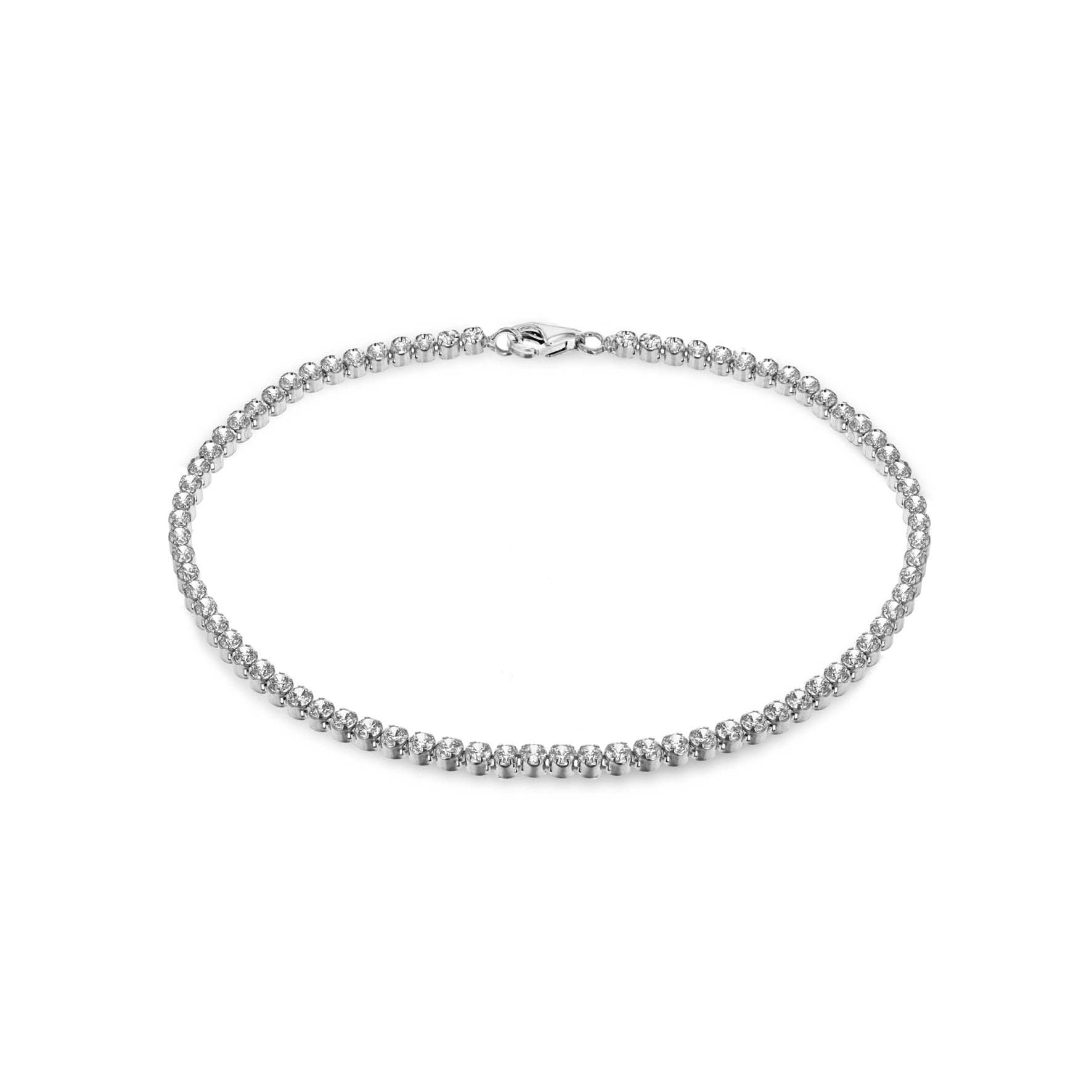 Sterling Silver 1 Row Round Cubic Zirconia Tennis Bracelet 7.5'