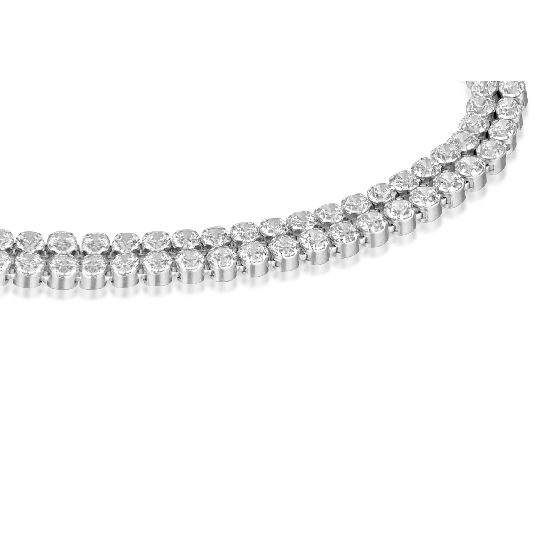 Silver 2 Row Round Cubic Zirconia Tennis Bracelet - 7.5'