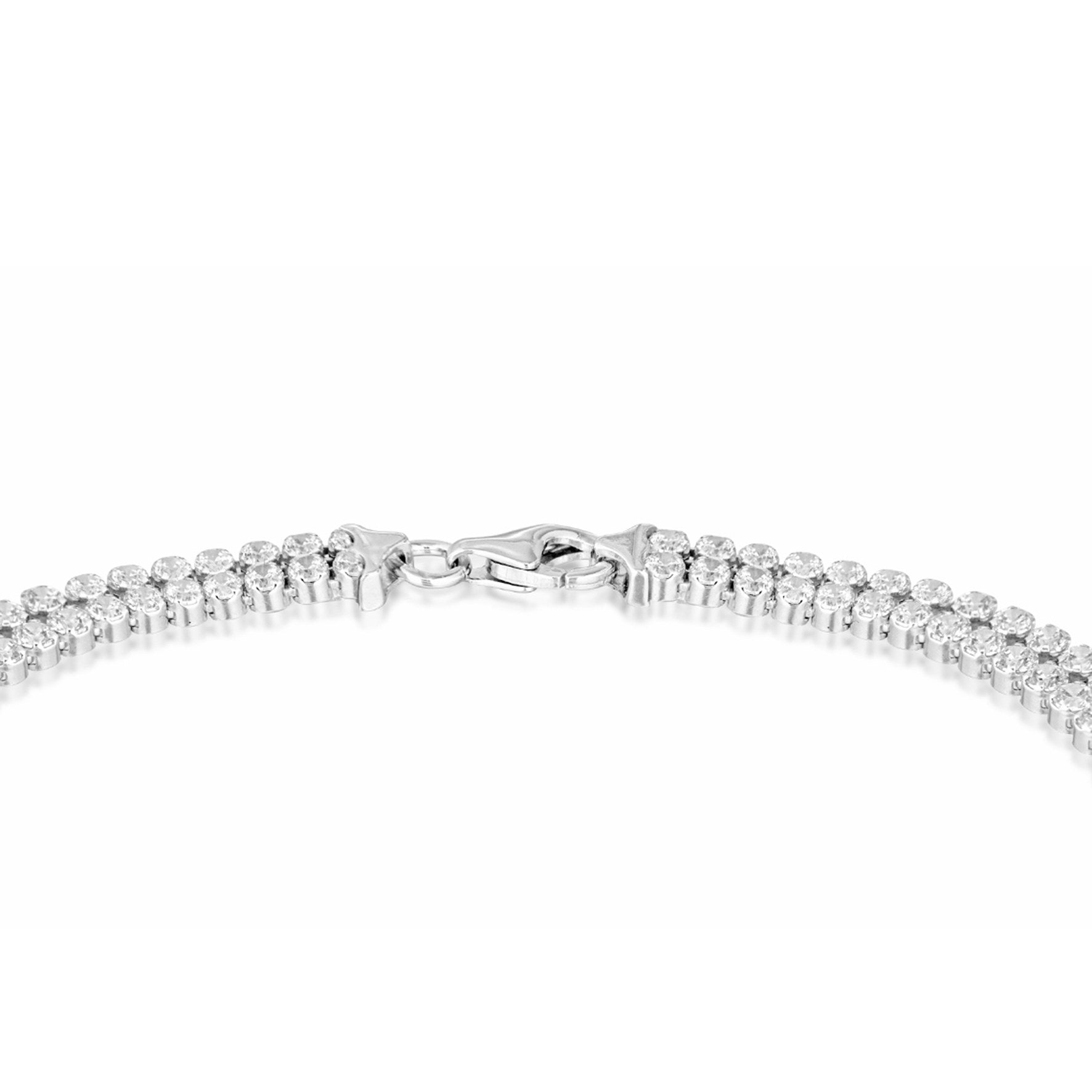 Silver 2 Row Round Cubic Zirconia Tennis Bracelet - 7.5'