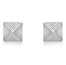 9ct White Gold Ribbed Pyramid Stud Earrings