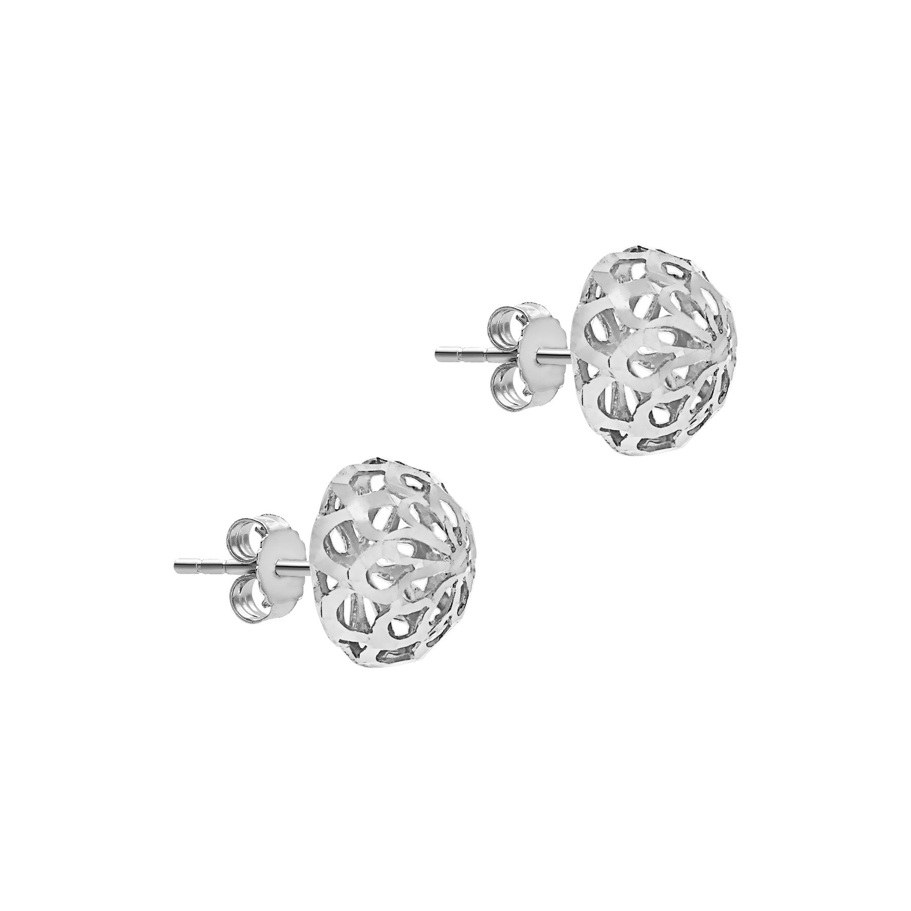 9ct White Gold 10mm DC Dome Stud Earrings