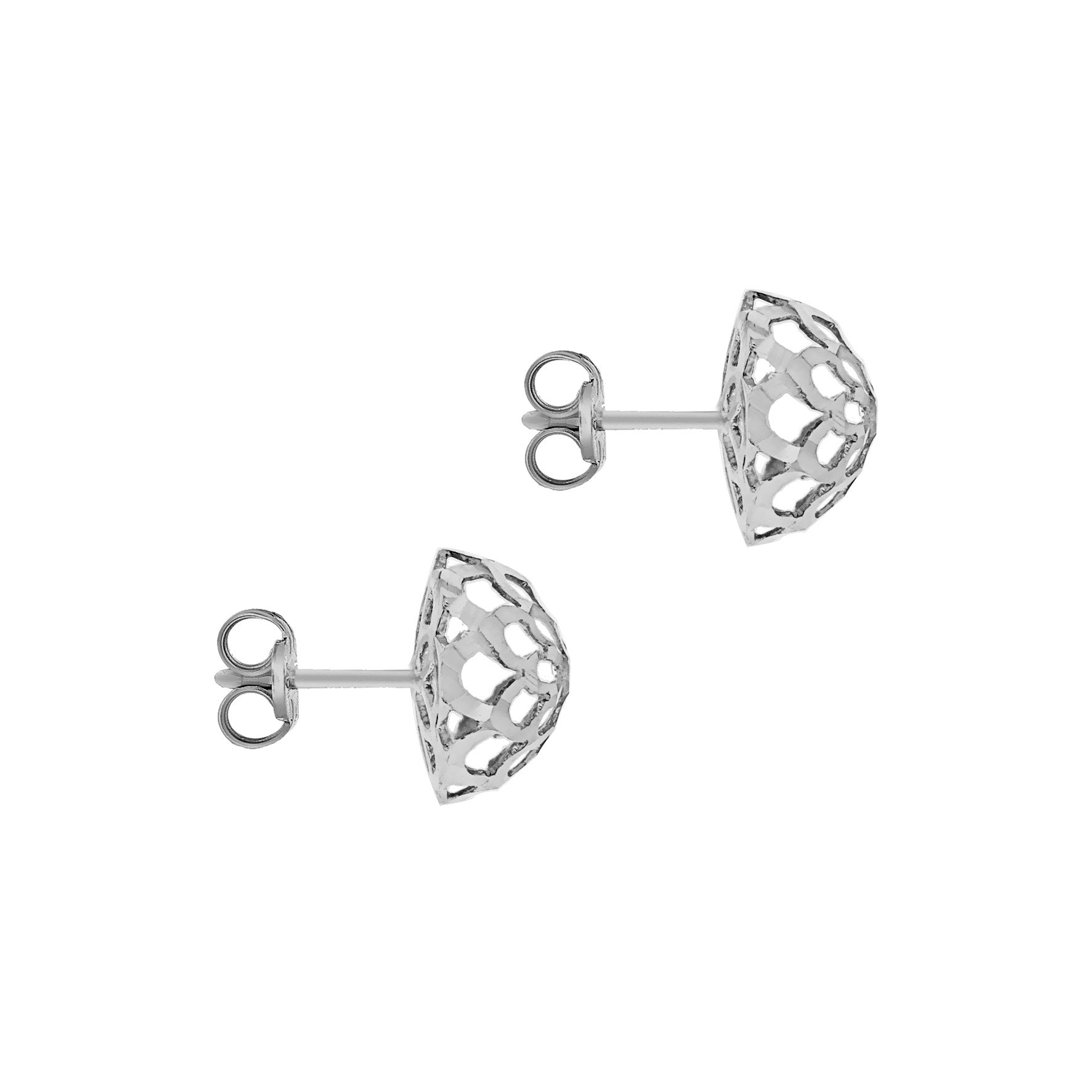 9ct White Gold 10mm DC Dome Stud Earrings