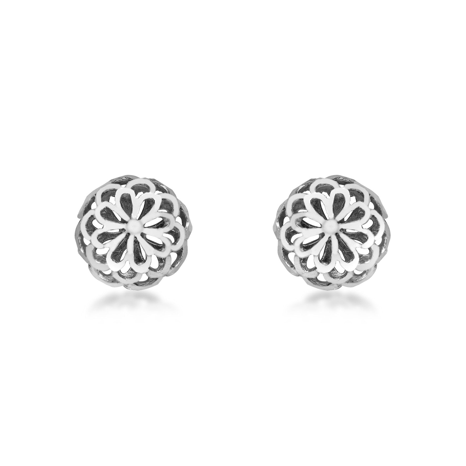 9ct White Gold 10mm DC Dome Stud Earrings