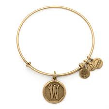 Initial W Charm Bangle Russian Gold Bracelet