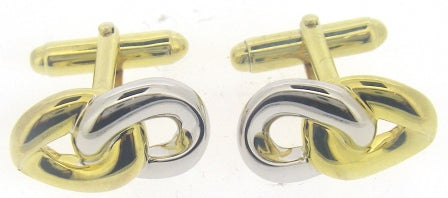 Elegant Silver and Yellow Gold Plated Linked Oval Swivel Cufflinks