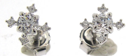 9ct White Gold Cubic Zirconia Cross Surround Earrings