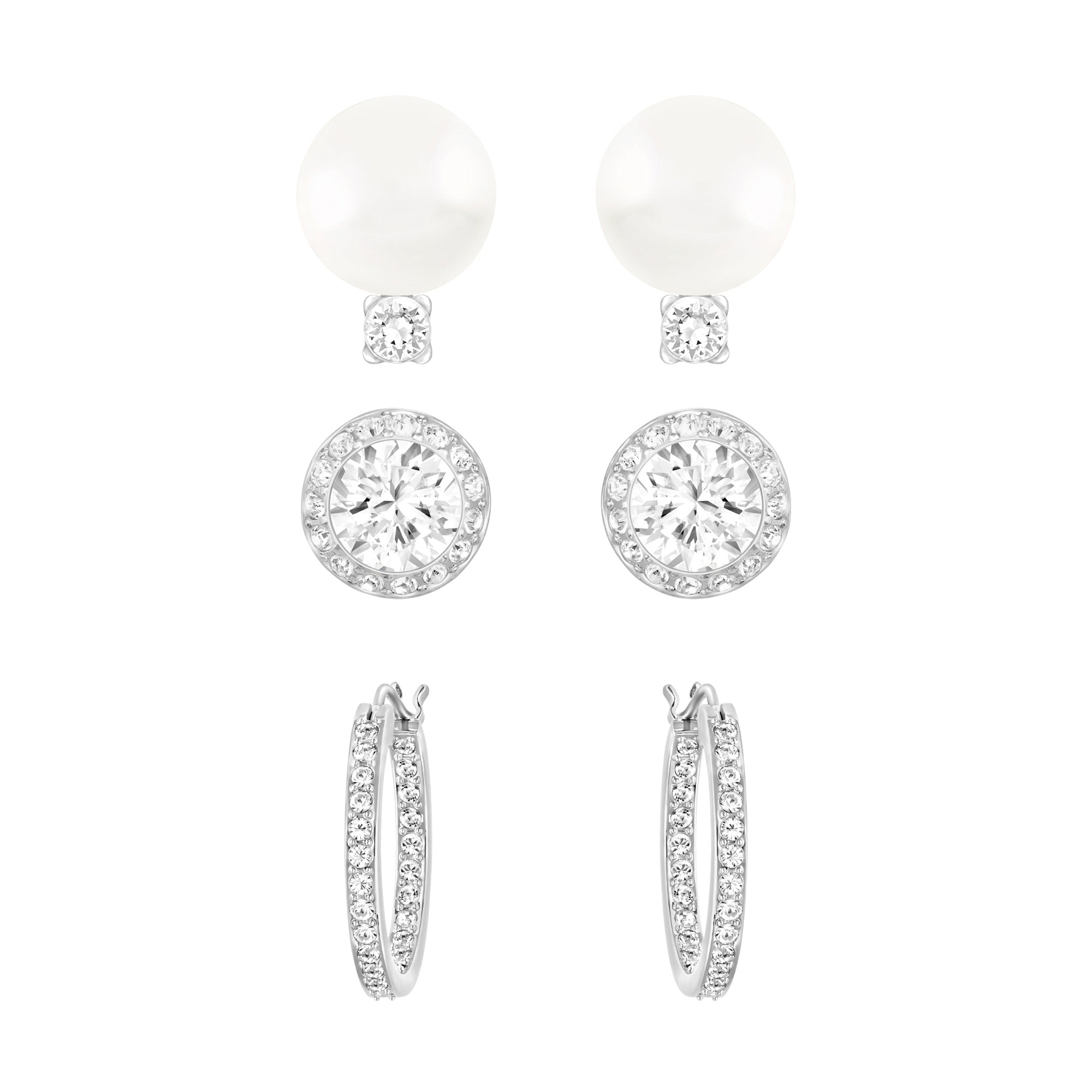 Swarovski All Day Triple Set Pierced Earrings with Crystal
