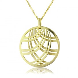 Silver/18ct Yellow Gold Plated Wave Globe Pendant with Chain