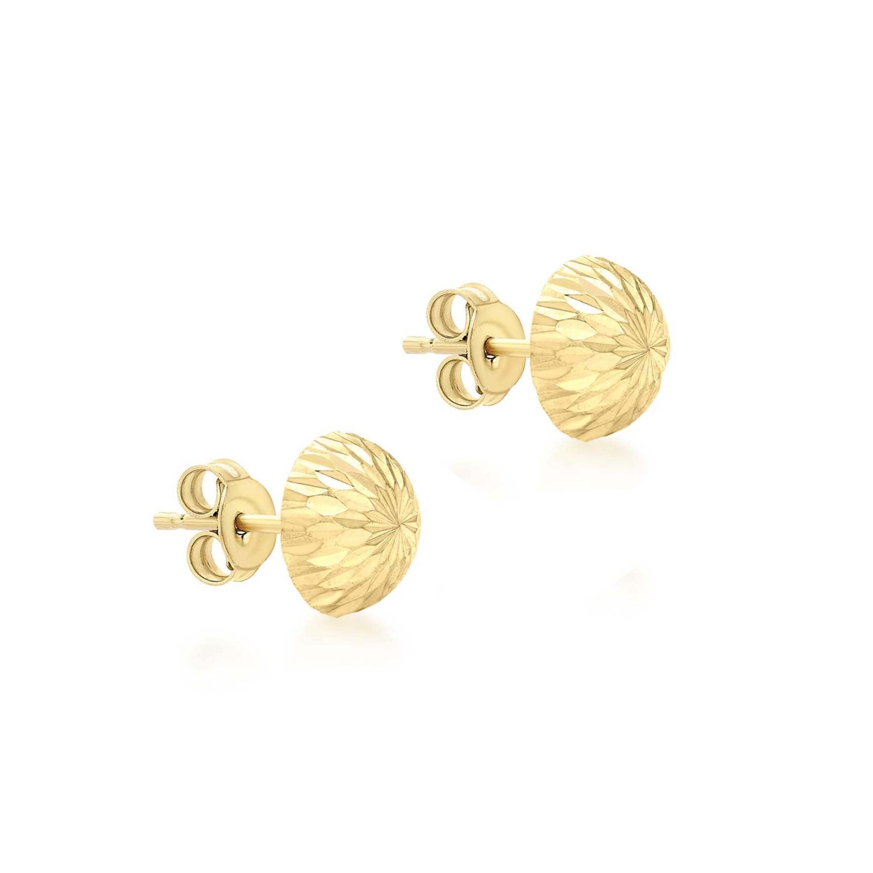 9ct Yellow Gold 6mm Diamond Cut Stud Earrings
