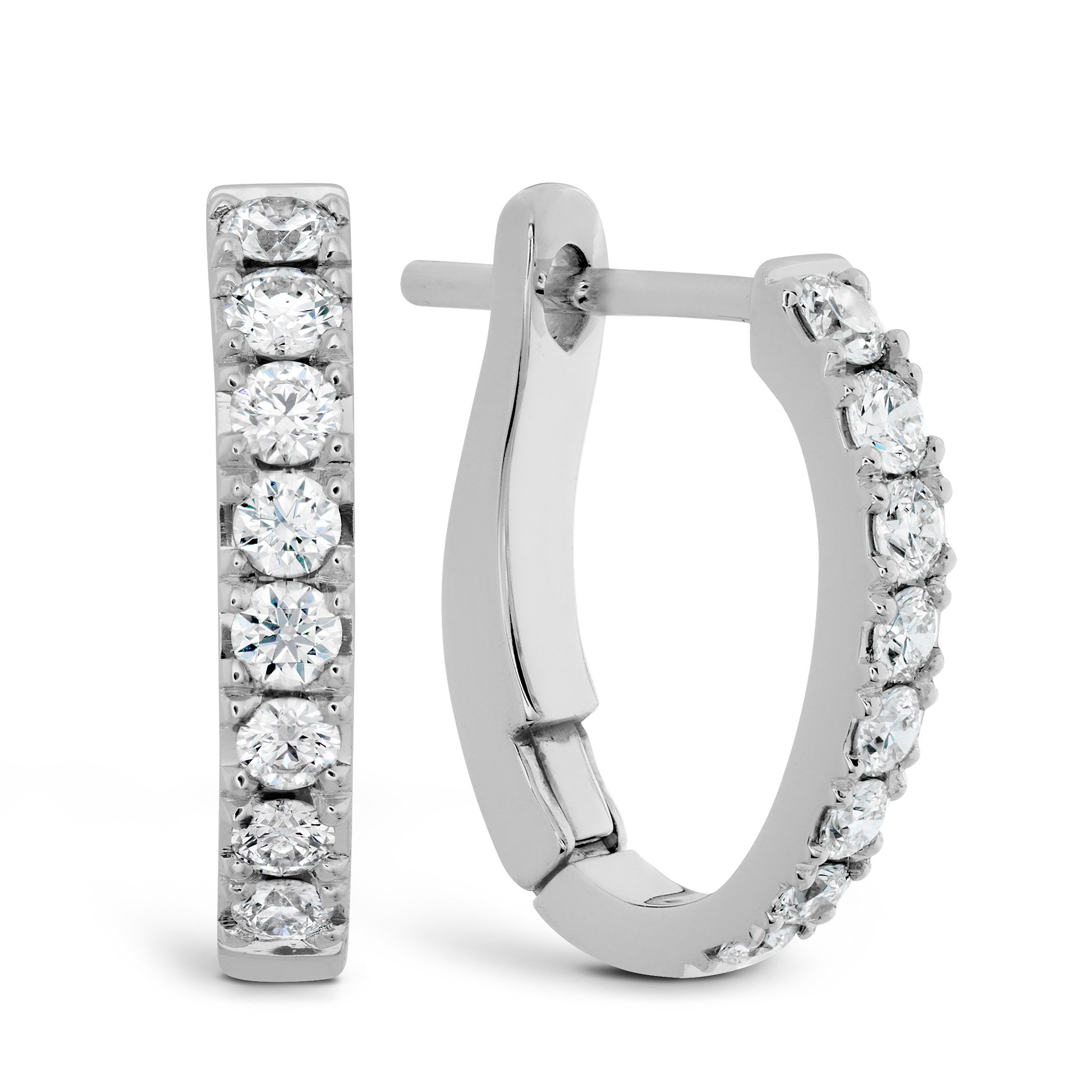Hearts On Fire 18ct White Gold 0.31ct Mini Hoop Graduated Earrings