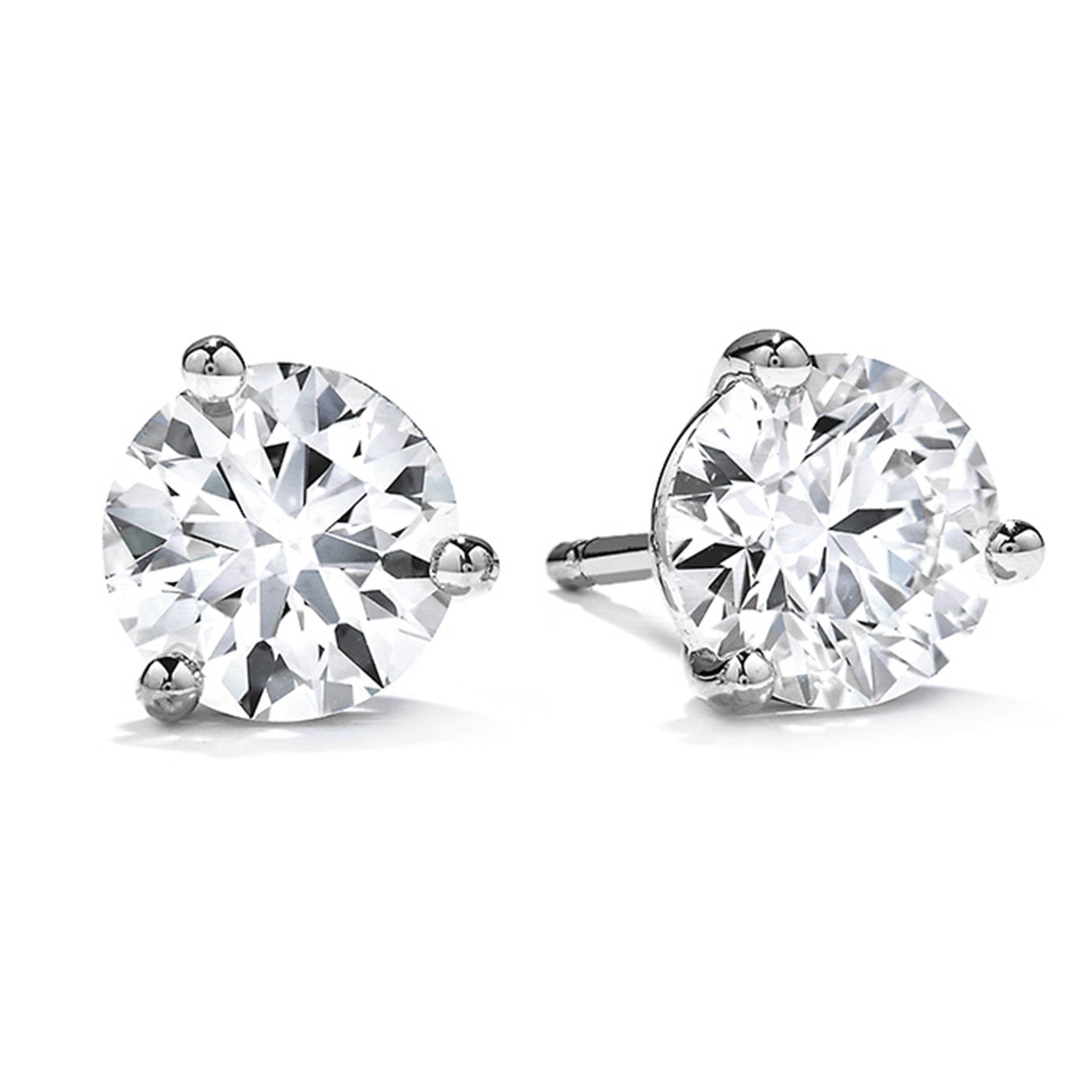 Hearts On Fire 18ct White Gold 1.00ct Three-Prong Stud Earrings