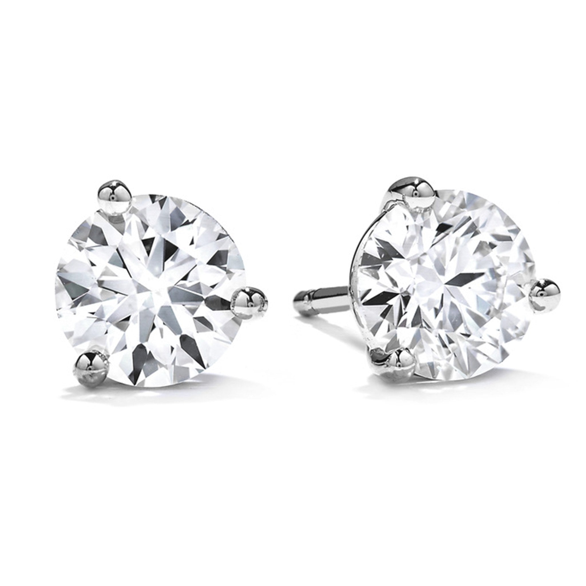 Hearts On Fire 18ct White Gold 0.65ct Three-Prong Stud Earrings