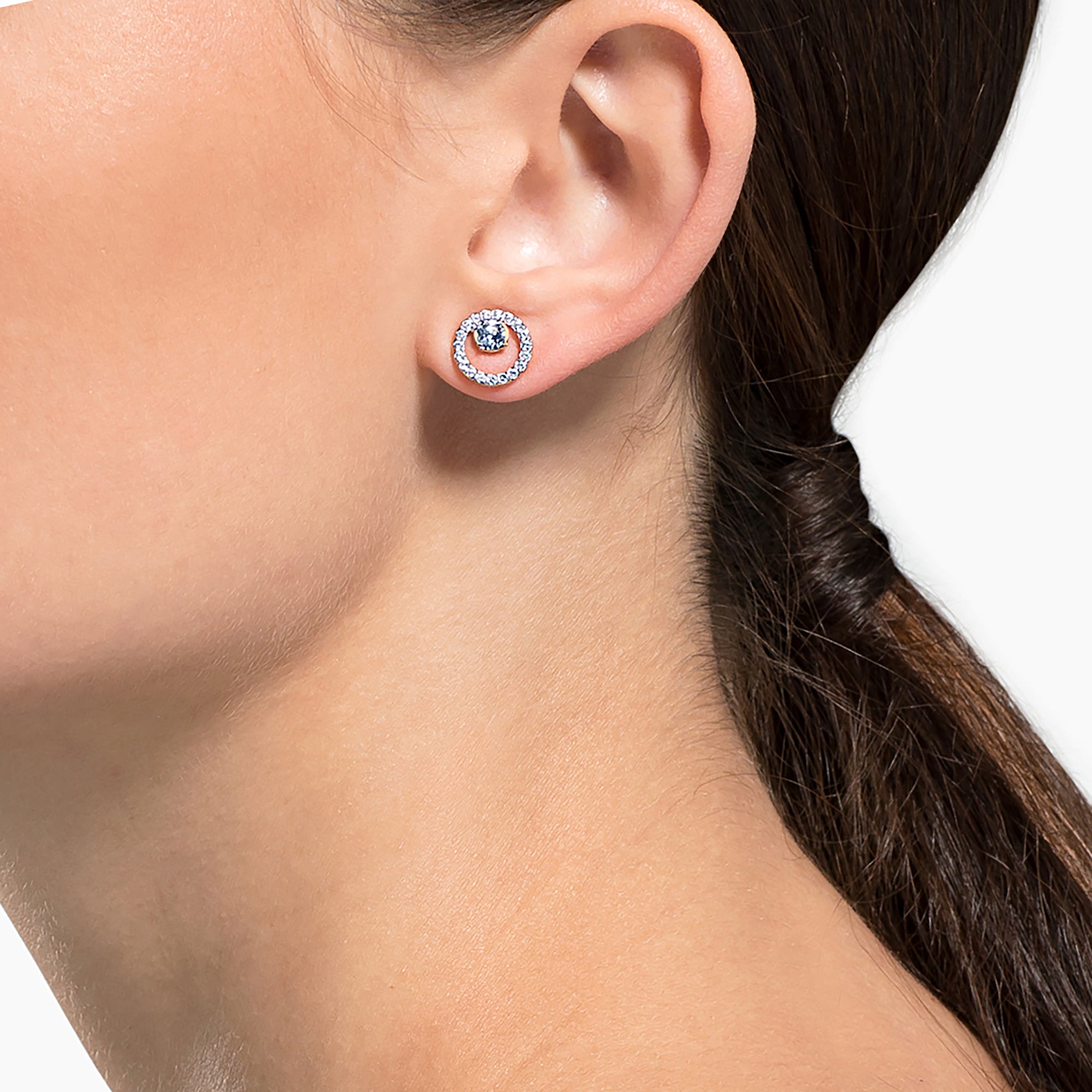 Swarovski Creativity Circle Small Pierced Earrings in Rose Gold Plated Metal