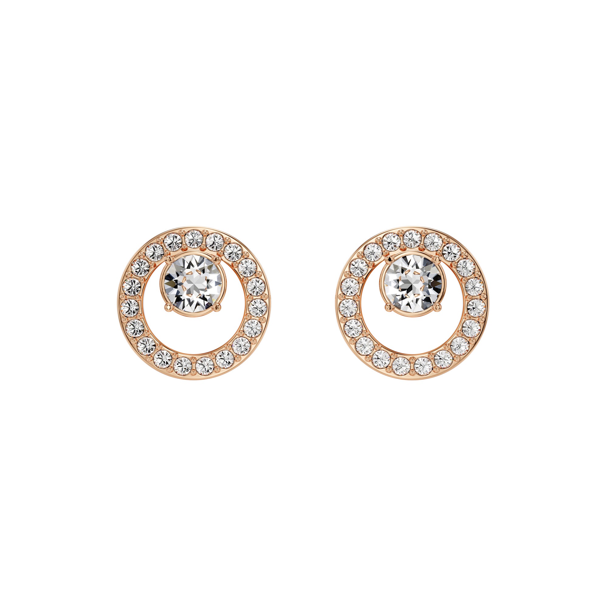 Swarovski Creativity Circle Small Pierced Earrings in Rose Gold Plated Metal