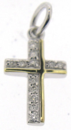 9ct Two-Tone Diamond Cross Pendant Necklace