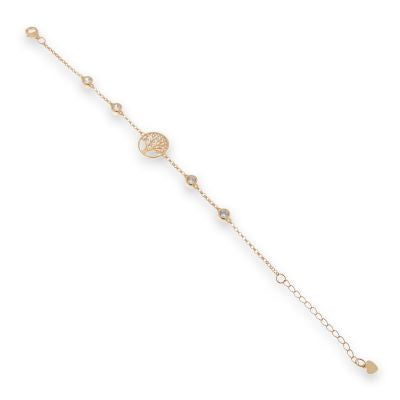 Sterling Silver / Rose Gold Plated Cubic Zirconia Tree of Life Bracelet
