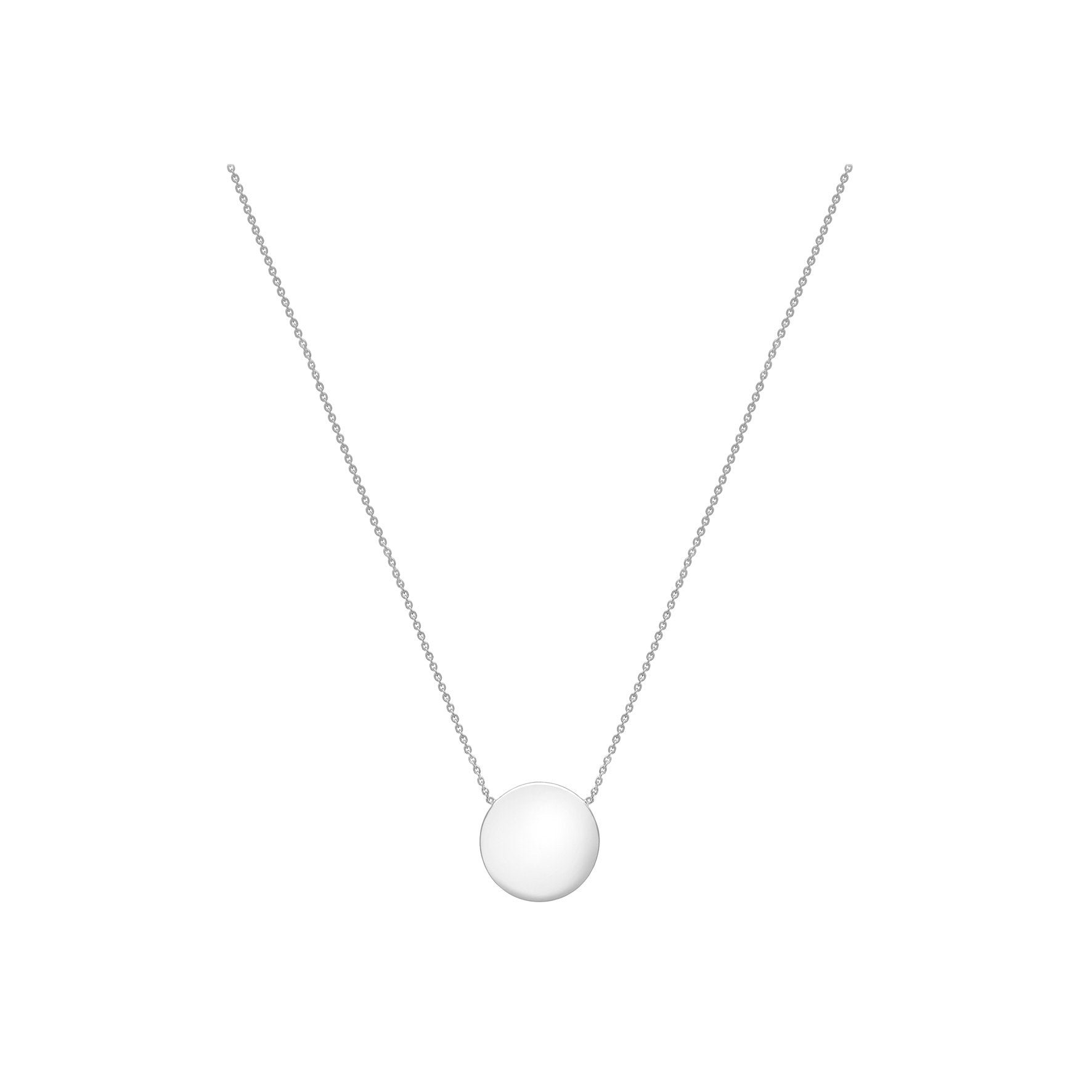 Elegant 9ct White Gold Polished Disc Adjustable Necklace