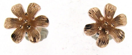 9ct Rose and White Gold Flower Stud Earrings