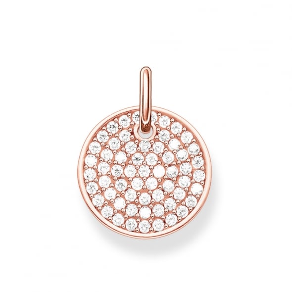 Thomas Sabo Rose Gold Plated Pave Cubic Zirconia Disc Pendant
