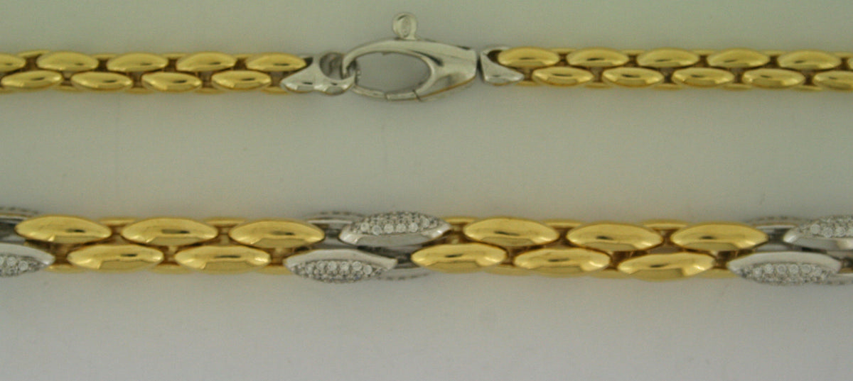 Silver / Yellow Gold Plated 44cm Fancy Cubic Zirconia Necklace