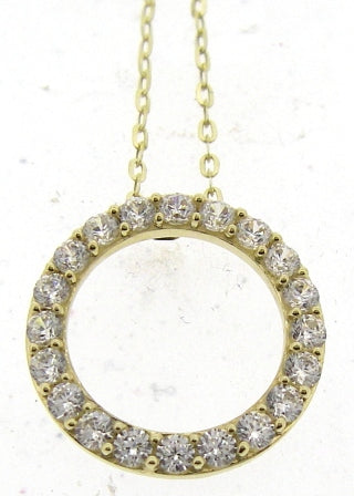 9ct Yellow Gold Cubic Zirconia Circle Pendant