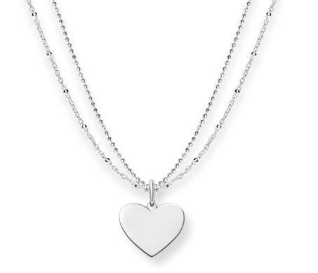 Thomas Sabo Sterling Silver Double Chain Heart Pendant Necklace