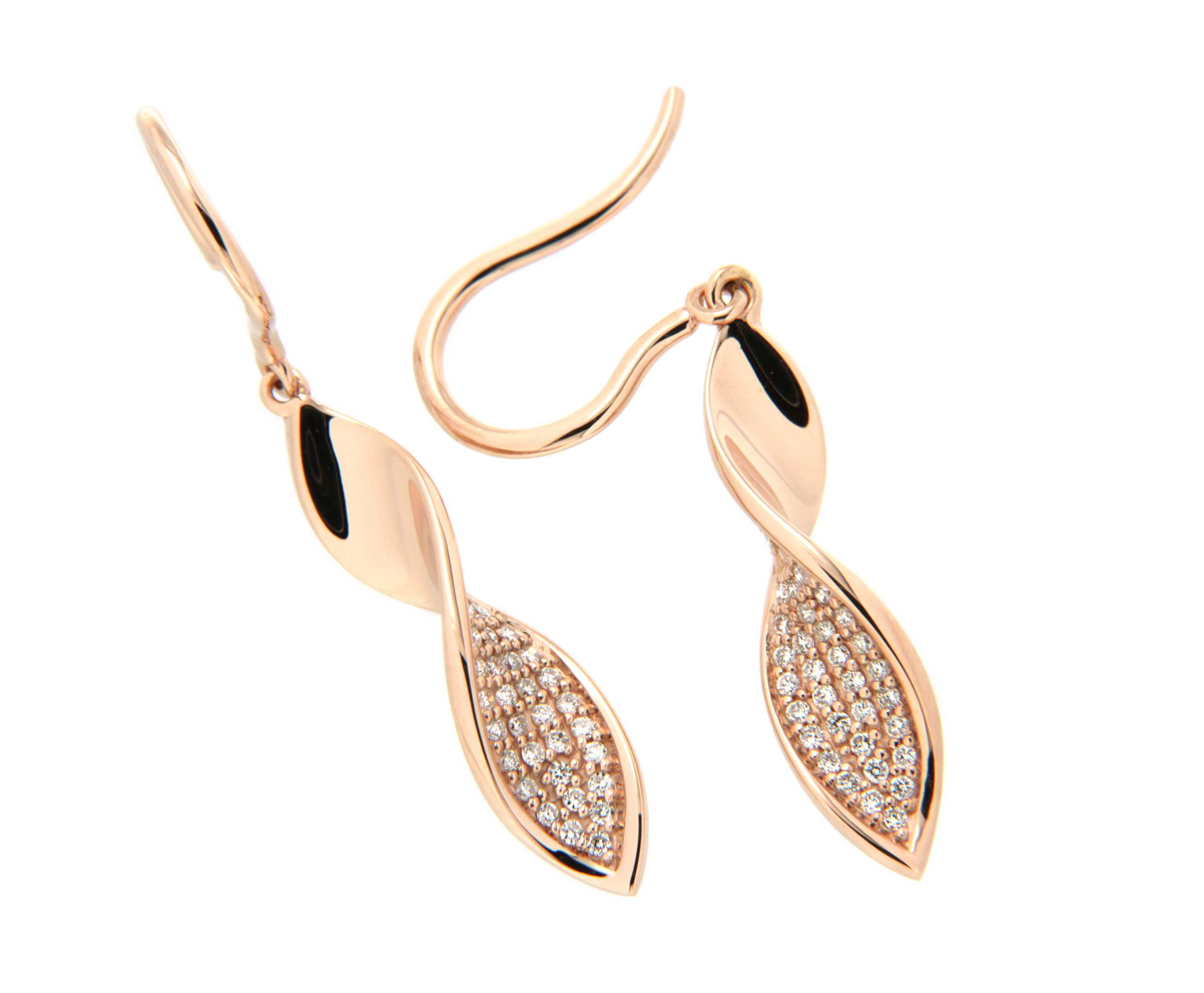 9ct Rose Gold Diamond Double Heart Earrings