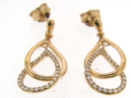 Sterling Silver Rose Gold Plated CZ Drop Earrings