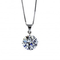 CARAT* London 9ct White Hazel Round Cubic Zirconia 4 Prong Pendant 2ct 45cm