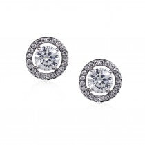 CARAT* London Sterling Silver Gwen Round Border Set Stud Earrings