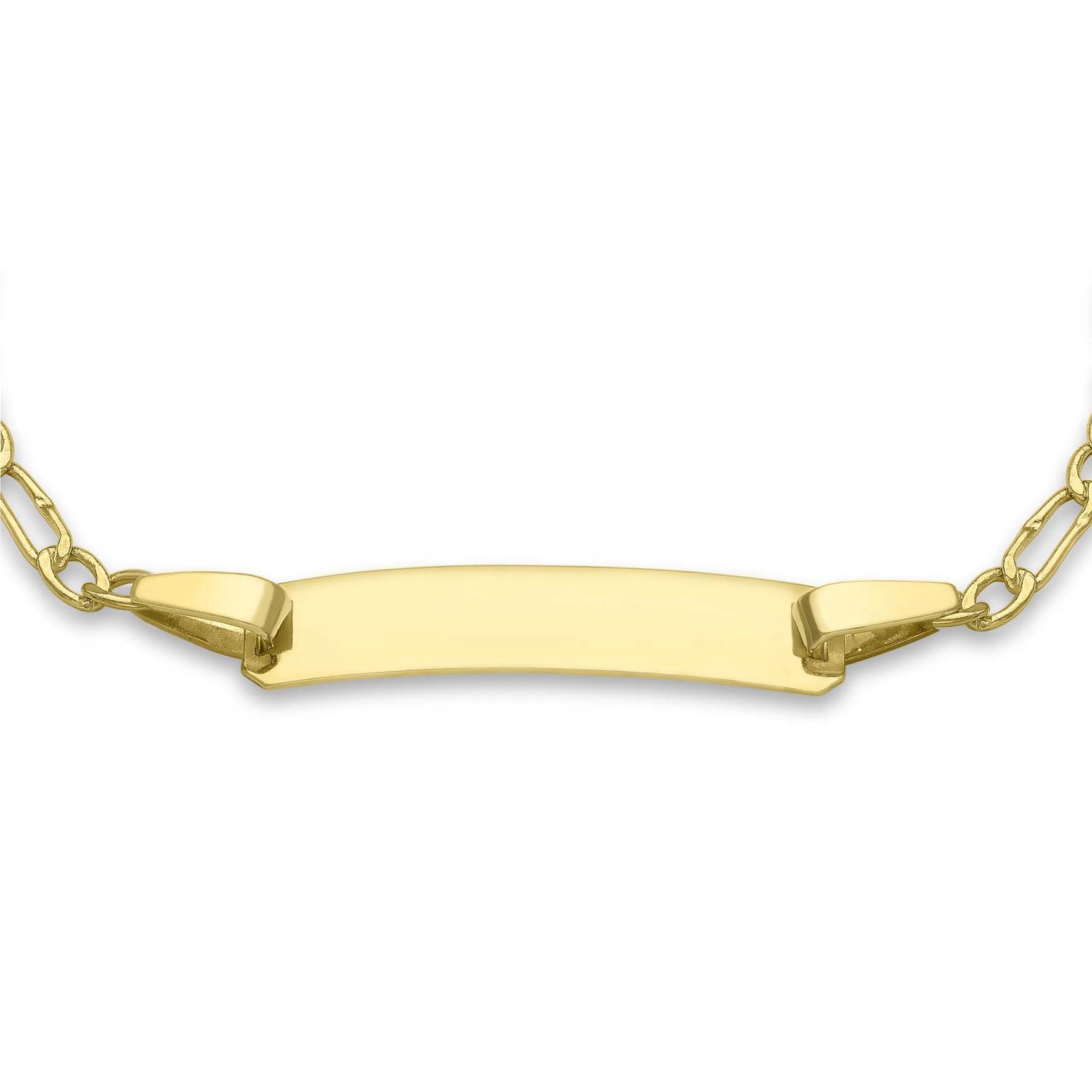 9ct Yellow Gold Baby 60 Hollow Figaro ID Bracelet 13cm