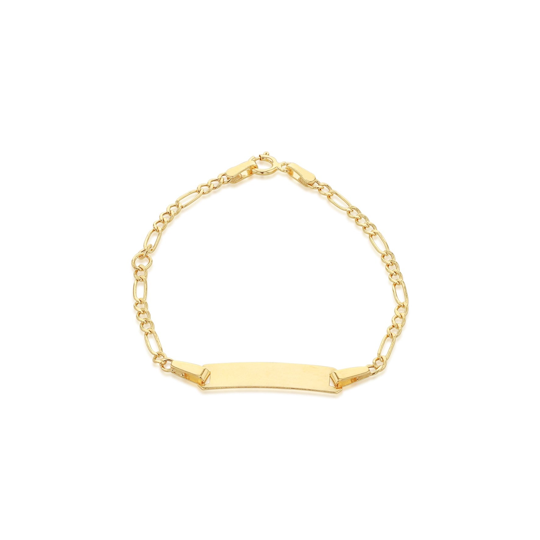 9ct Yellow Gold Baby 60 Hollow Figaro ID Bracelet 13cm