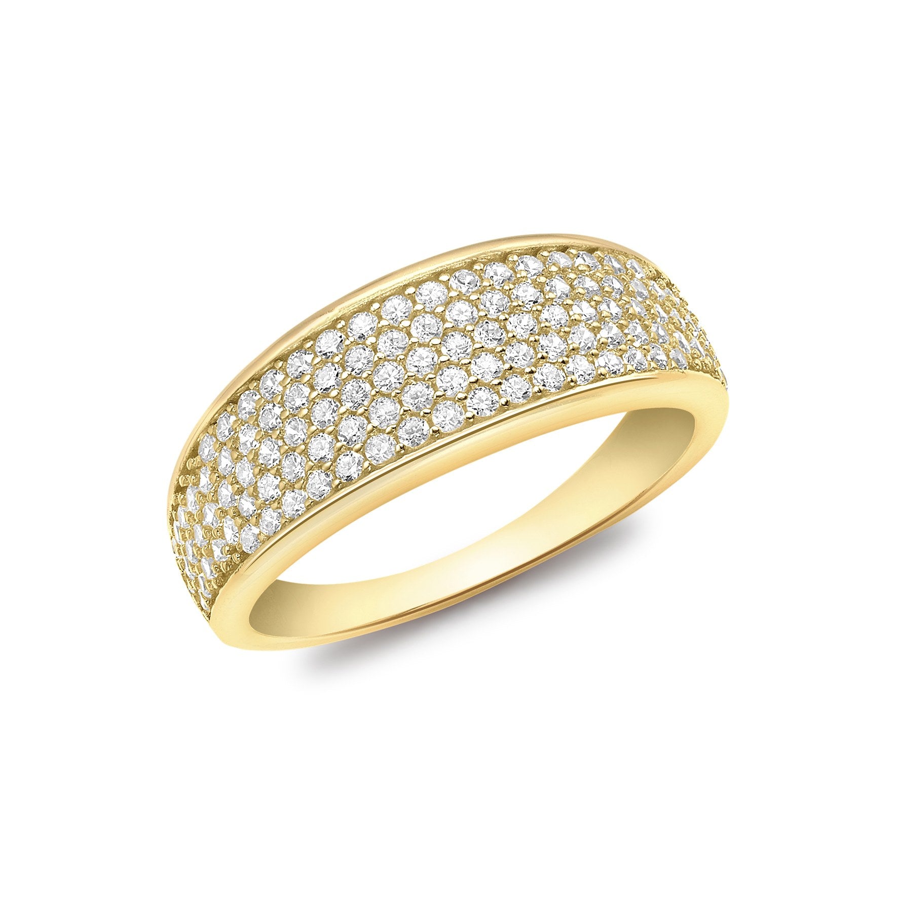 9ct Yellow Gold Cubic Zirconia Flush Pave Taper Ring