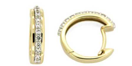 9ct Two-Tone Yellow & White Gold Round Cubic Zirconia Hinged Earrings