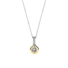 Ti Sento Solitaire Pendant - Cubic Zirconia, Silver & Gold, 18"