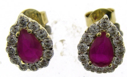 9ct Yellow Gold Heart Brazilian Garnet Stud Earrings
