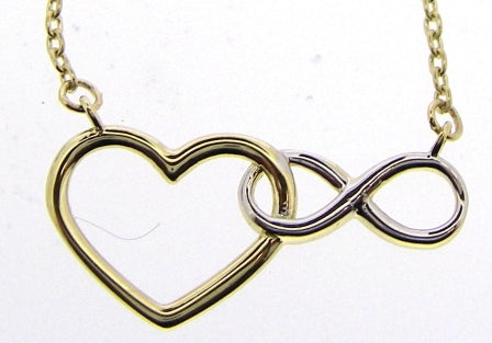 9ct Two-Tone Gold Heart & Infinity Necklace