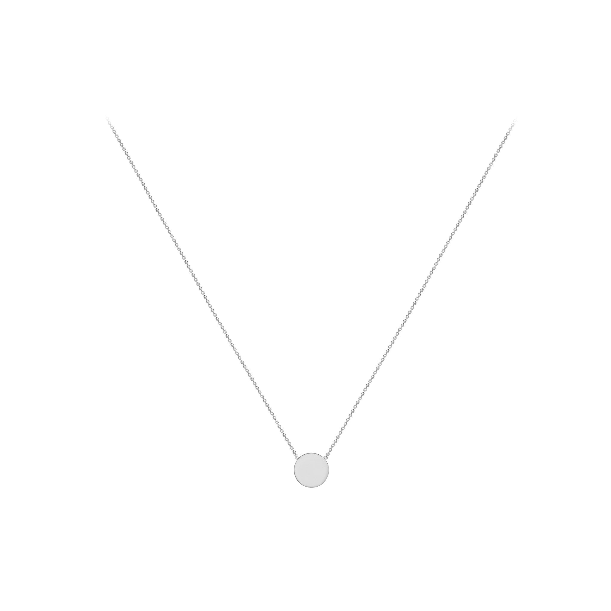9ct White Gold Mini Disc Pendant Necklace