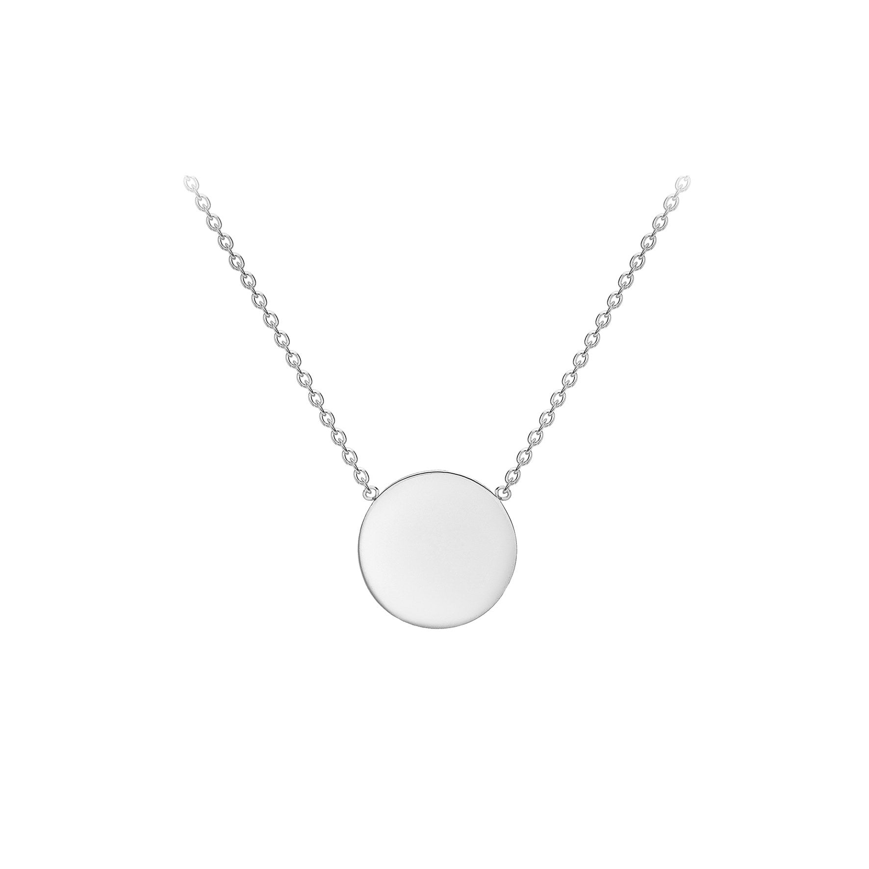 9ct White Gold Mini Disc Pendant Necklace
