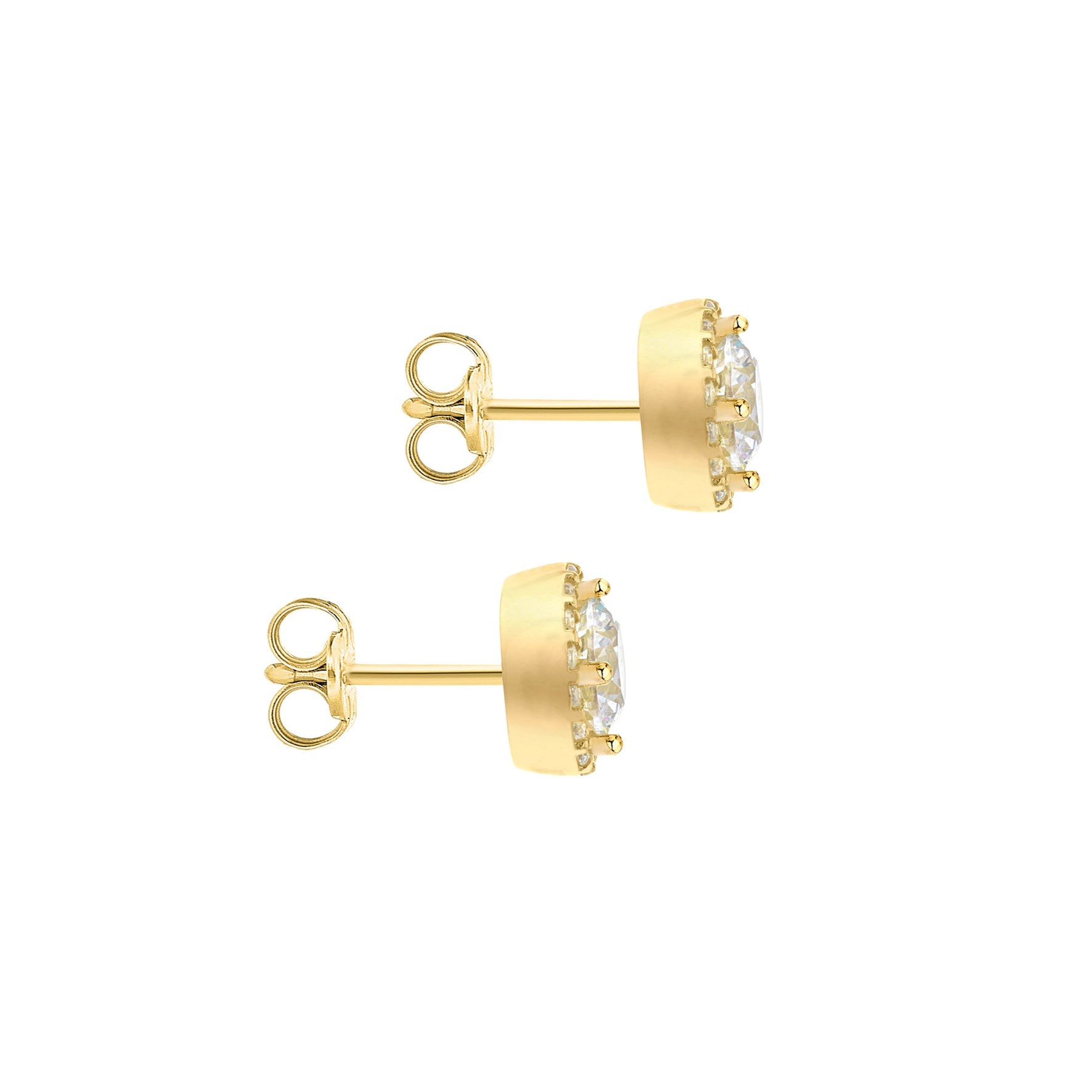 9ct Yellow Gold Cubic Zirconia Halo Stud Earrings