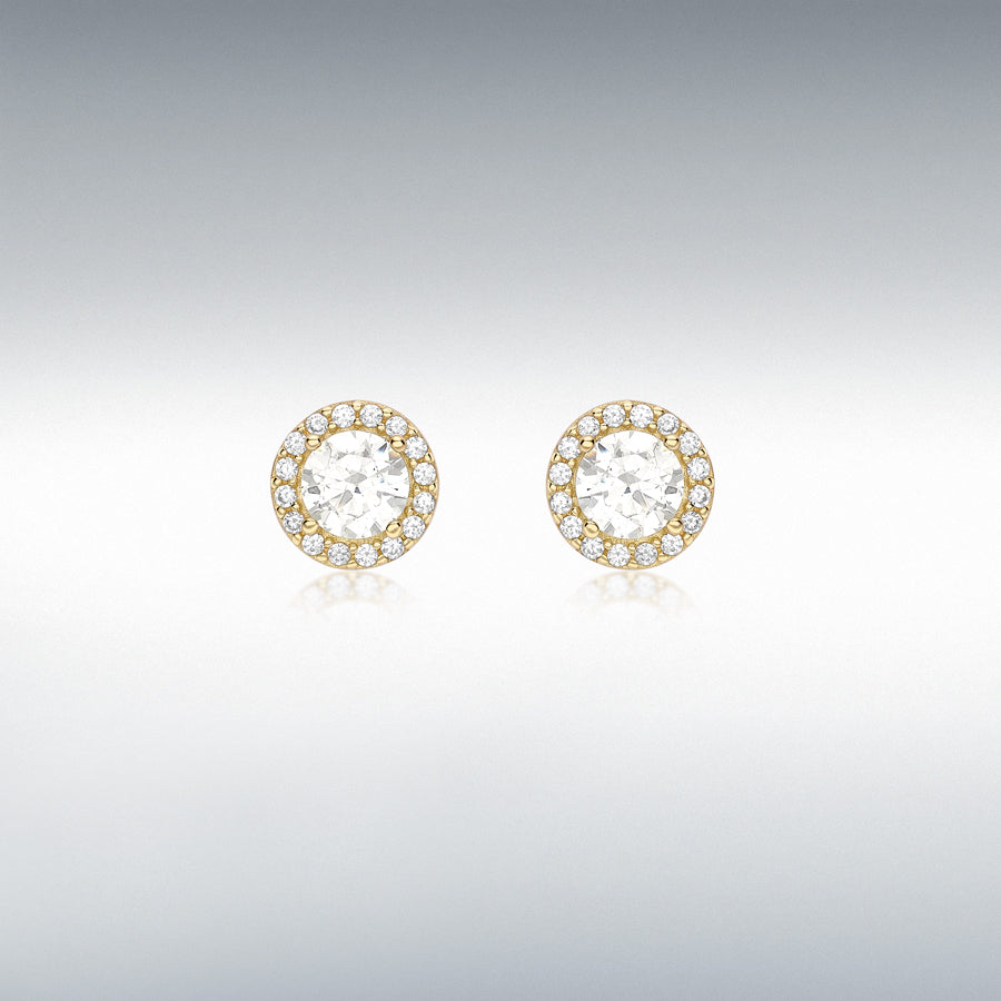 Elegant 9ct Yellow Gold Fancy Cubic Zirconia Earrings