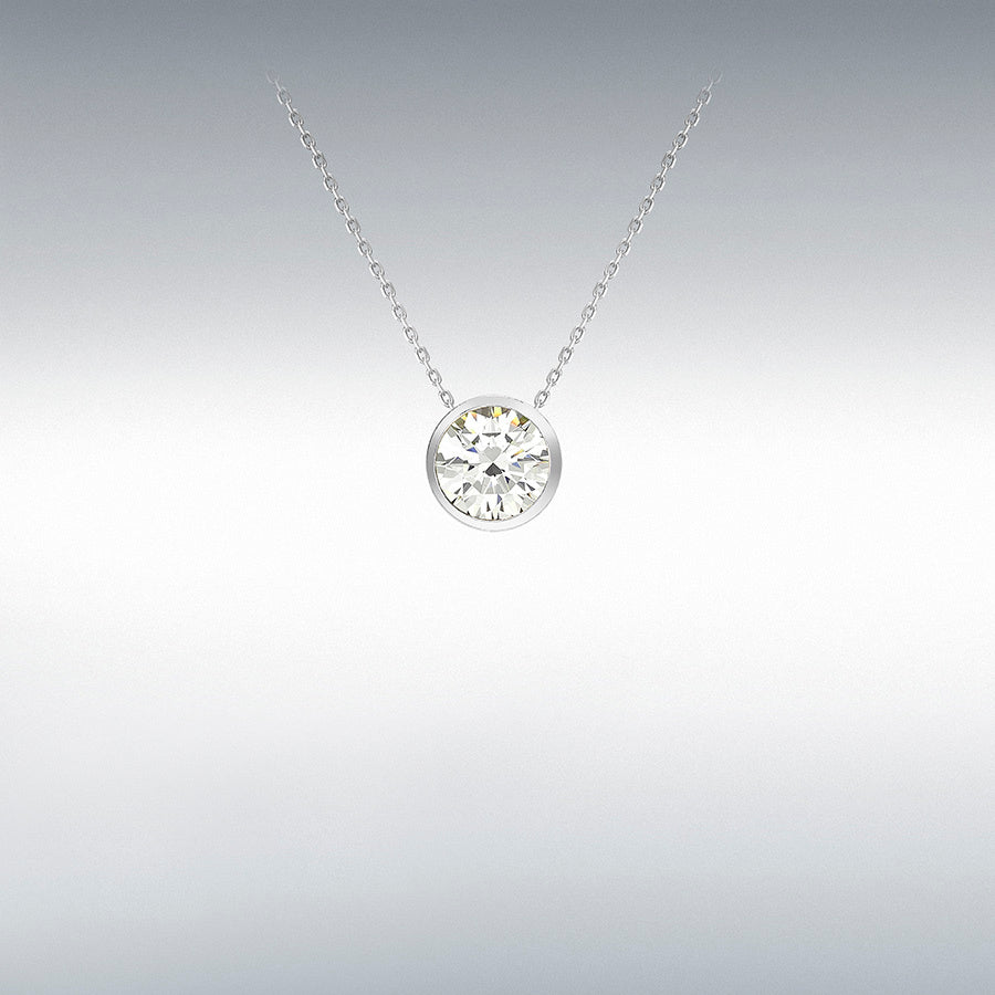 9ct White Gold Cubic Zirconia Slider Pendant